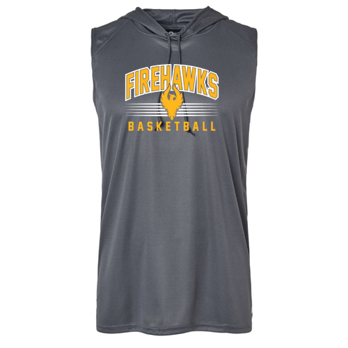 Fire Hawks Basketball (Adult Sleeveless Hoodie) -- Graphite