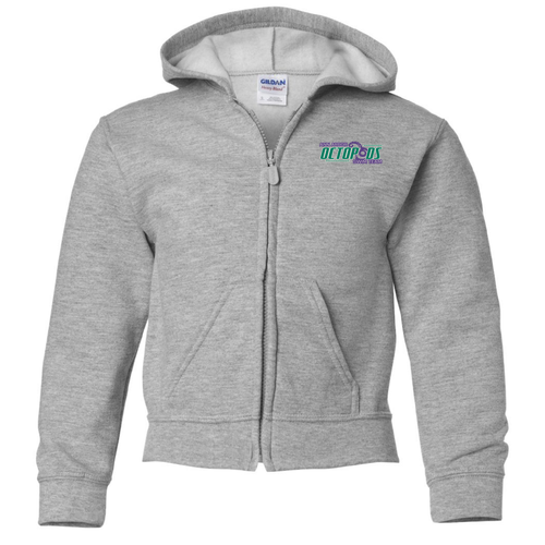 Youth Gildan Full Zip Hooded Sweatshirt -- Sport Grey