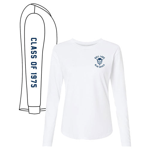 Next Level Women's Cotton Relaxed Cotton Class of 1975 Long Sleeve T-Shirt -- White