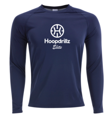 YOUTH Hoopdrillz Longsleeve Performance Tee -- Navy