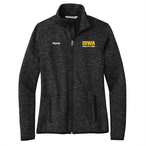 Port Authority Ladies Sweater Fleece Jacket -- Black Heather