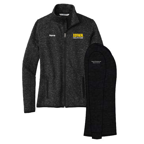 Port Authority Ladies Sweater Fleece Jacket -- Black Heather