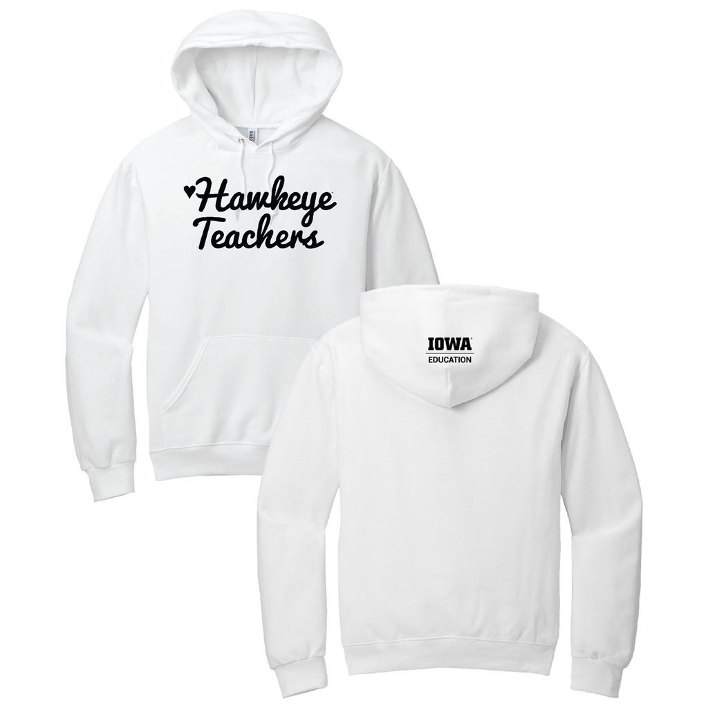 Hawkeye Teachers Jerzees 8 oz 50/50 Nublend Adult Hooded Sweatshirt -- White