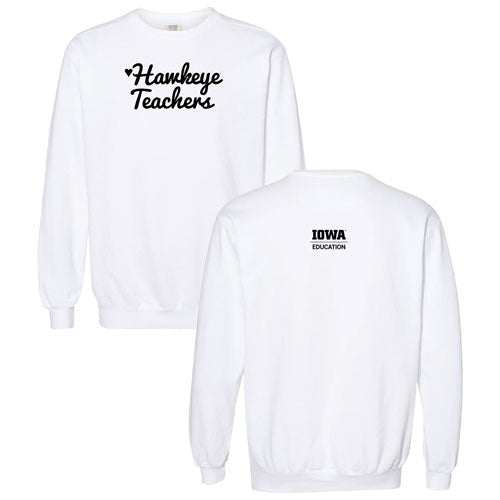 Hawkeye Teachers Comfort Colors Adult Crewneck Sweatshirt -- White