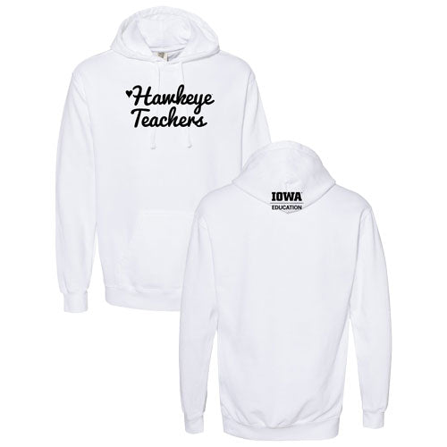 Hawkeye Teachers Comfort Colors Garment Dyed Hooded Pullover Sweatshirt -- White