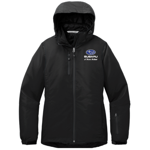 Ladies Port Authority Vortex Waterproof 3 in 1 Jacket -- Black / Black, Subaru Logo