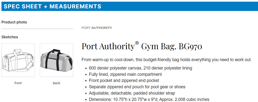 Fire Hawks Port Authority Gym Bag -- Navy