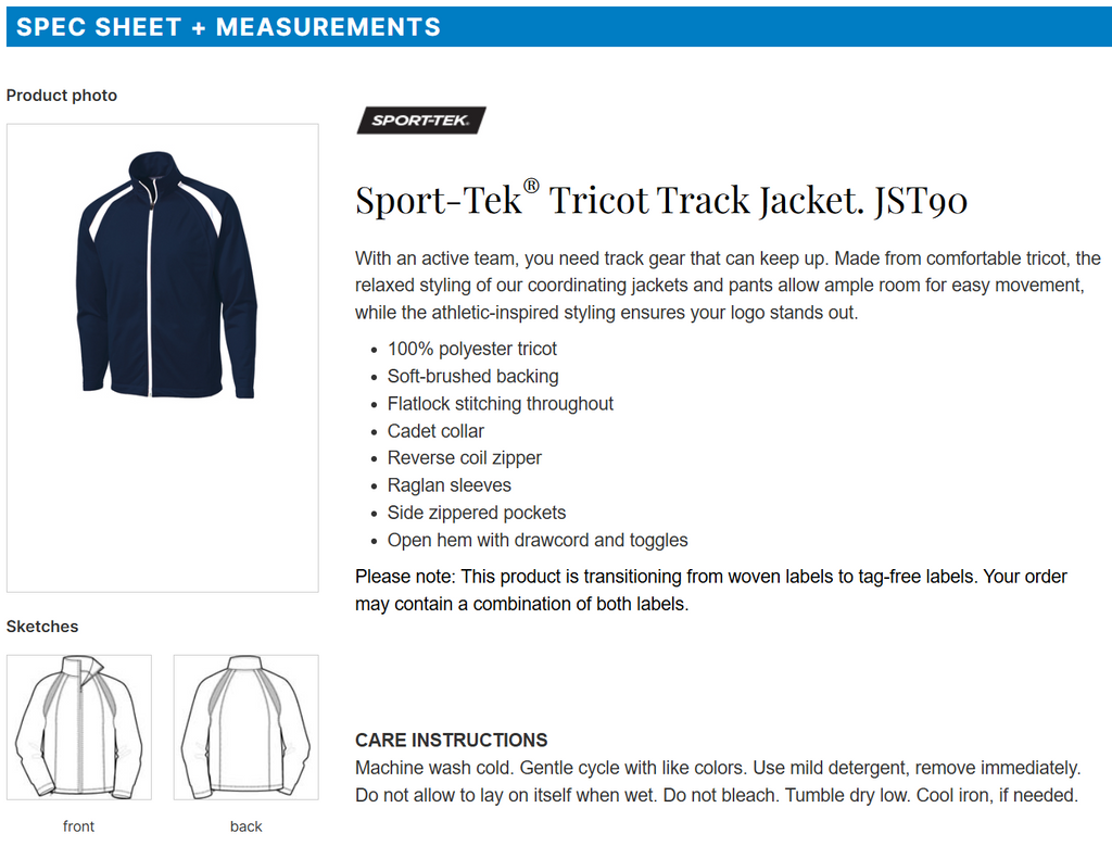 Fire Hawks (Adult) Track Jacket -- True Navy/ White