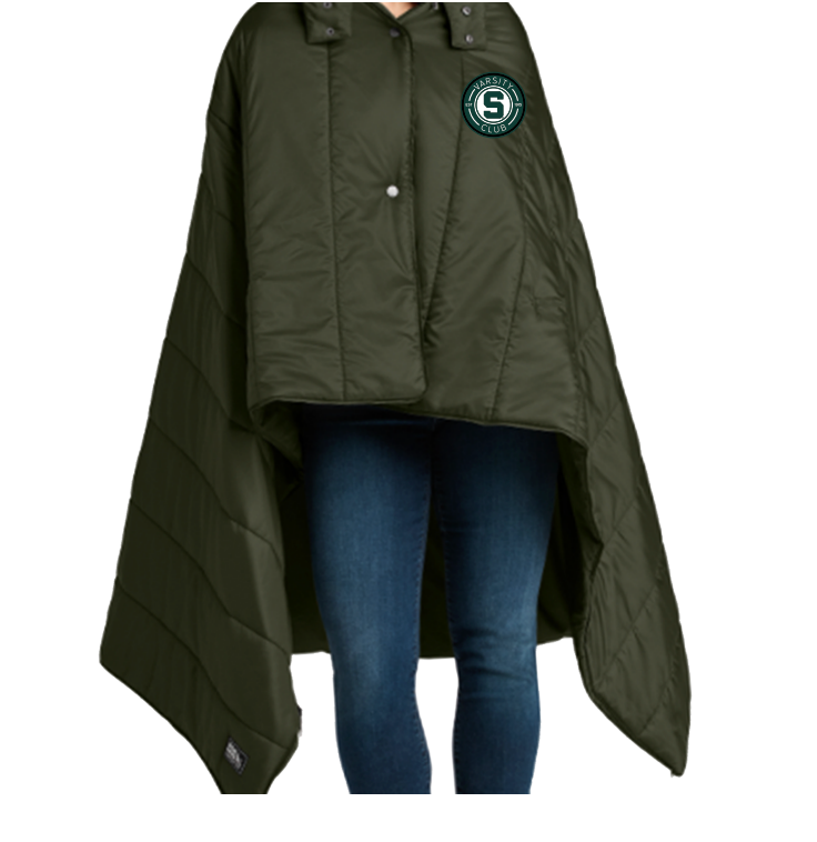 Eddie Bauer Puffy Camp Poncho -- Olive Green