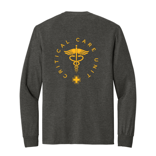 District Made Mens Perfect Tri Long Sleeve Crew Tee -- Heathered Charcoal