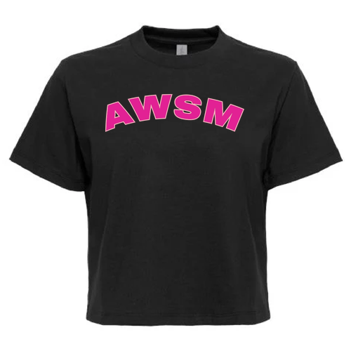 Next Level Apparel Women’s Heavyweight Boxy Tee -- Black w/ Pink
