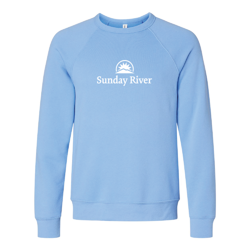 Sunday River Logo 1 White Ink -- Crewneck sweatshirt Carolina Blue