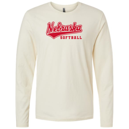 Nebraska Softball Adult Long Sleeve Tee -- Natural
