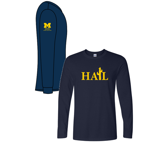 Gildan Softstyle Fitted Longsleeve T Shirt -- Navy, Hail