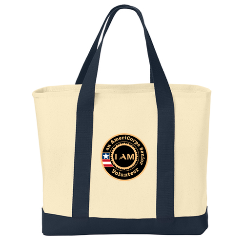I Am Grocery Tote -- Natural / Navy
