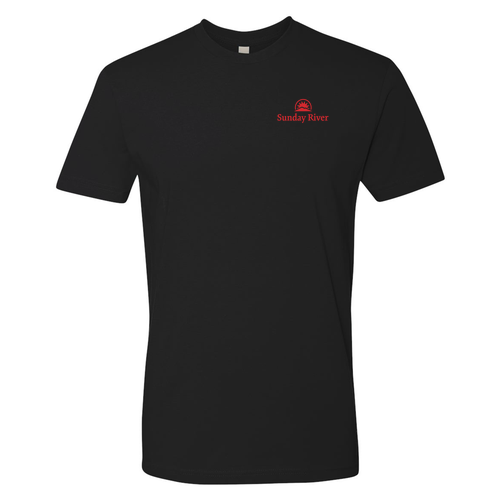 Sunday River Logo 2 Red Ink -- Short Sleeve Black