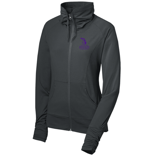 Ladies Sport Wick Stretch Full Zip Jacket -- Charcoal Grey