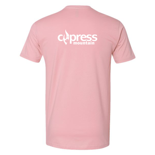 Cypress Mountain Logo 2 White Ink -- Short Sleeve Light Pink