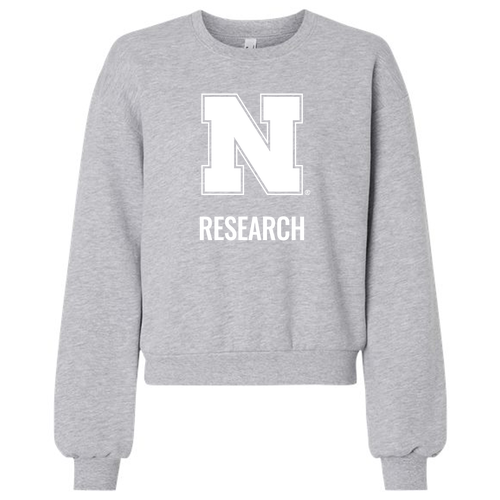 Printed Nebraska Research Women's Fleece Crewneck -- Heather Grey
