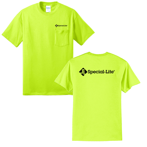 Port & Company Tall 50/50 Cotton/Poly T Shirt w Pocket -- Safety Green