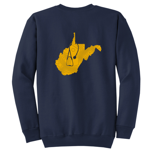 Topographic Map Port and Company Classic Crewneck Sweatshirt -- Navy