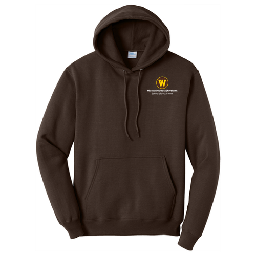 Embroidered Port & Company Full Zip Hooded Sweatshirt -- Dark Chocolate Brown