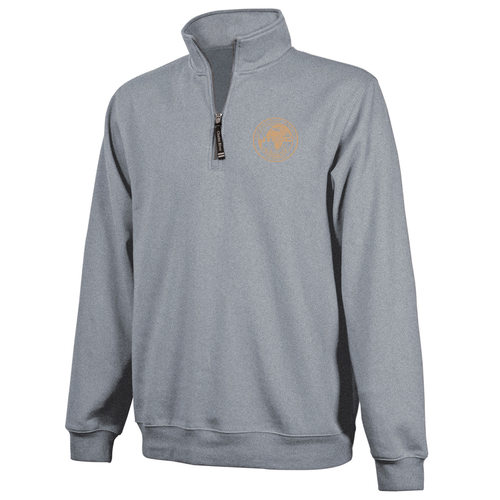 Charles River Crosswind Quarter Zip Sweatshirt -- Oxford Heather -- Camel
