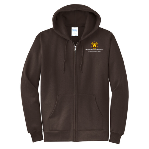 Embroidered Port & Company Hooded Sweatshirt -- Dark Chocolate Brown