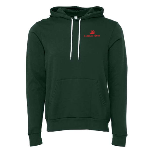 Sunday River Logo 2 Red Ink -- Pullover Hooded Sweatshirt Forest