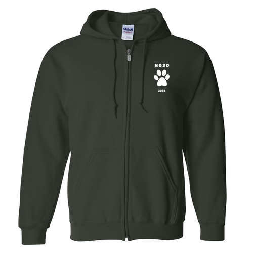 Gildan Full Zip Hooded Sweatshirt -- Forest Green