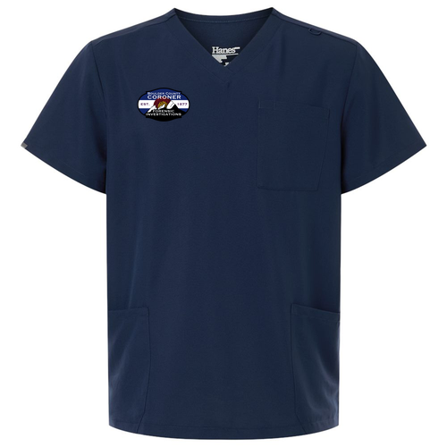 Hanes Men's V-Neck 3 Pocket Scrub Top -- Navy