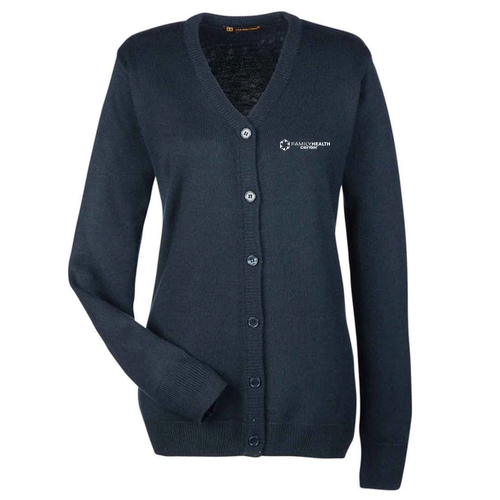Harriton Ladies Pilbloc V-Neck Button Cardigan Sweater -- Dark Navy