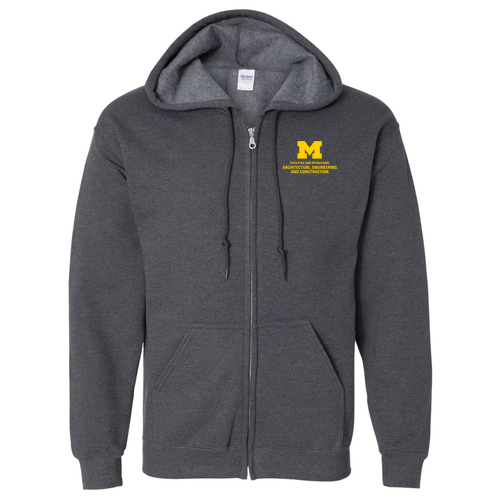 Mens/Unisex Gildan Full Zip Hooded Sweatshirt -- Dark Heather, $35