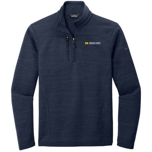 Mens/Unisex Eddie Bauer Sweater Fleece Quarter-Zip -- River Blue Navy Heather