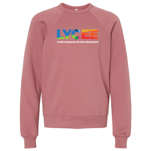 Youth Bella Canvas Sponge Fleece Raglan Sweatshirt -- Mauve
