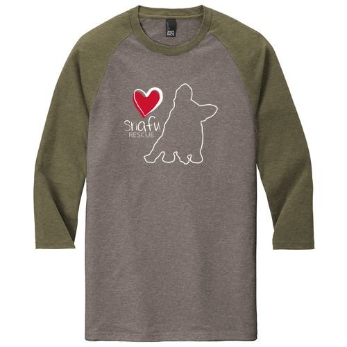 District Made Mens Perfect Tri Raglan -- Grey Frost / Military Green Frost