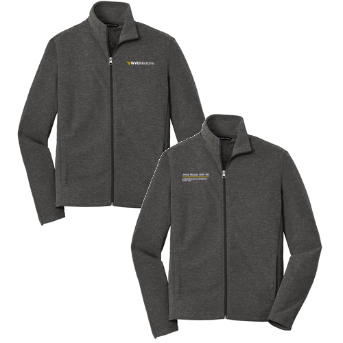Port Authority Heather Microfleece Full Zip Jacket -- Black Charcoal Heather