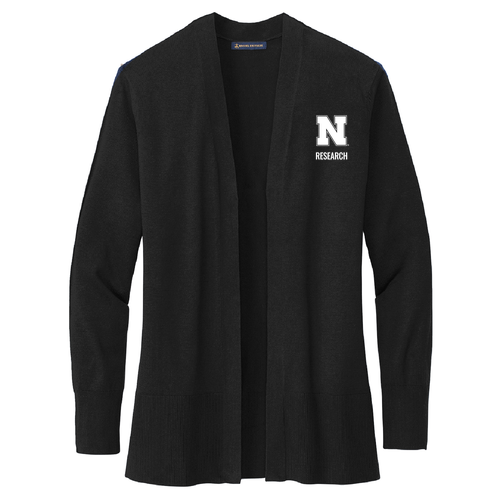 Nebraska Research Ladies' Long Cardigan Sweater -- Deep Black
