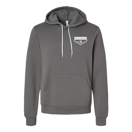 Boyne Mountain Logo 2 White Ink -- Pullover Hooded Sweatshirt Asphalt