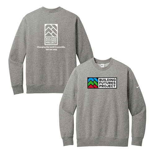 Nike Club Fleece Sleeve Swoosh Crew -- Dark Grey Heather