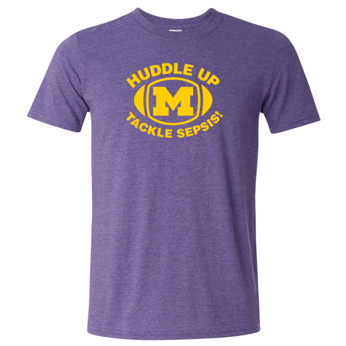 Gildan SoftStyle Fitted T-Shirt -- Heather Purple, Tackle Sepsis with Back [HIDE]