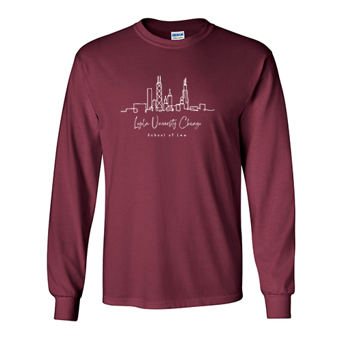 Chicago Skyline Long sleeve -- Maroon