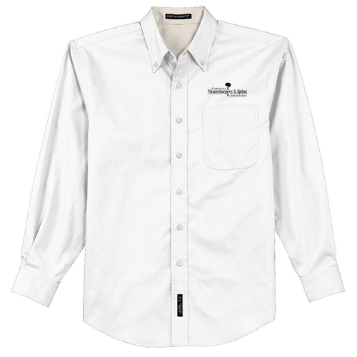 Mens Easy Care Long Sleeve Shirt -- White / Light Stone