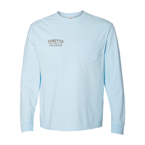 Comfort Colors Adult Long Sleeve Pocket Tee -- Chambray