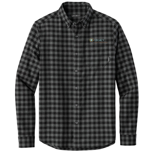 Mens/Unisex Eddie Bauer Long Sleeve Favorite Flannel Plaid Shirt -- Deep Black Plaid