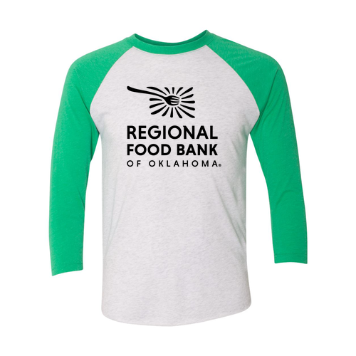 Next Level Unisex Tri-Blend 3/4 Sleeve Raglan -- Heather White / Envy