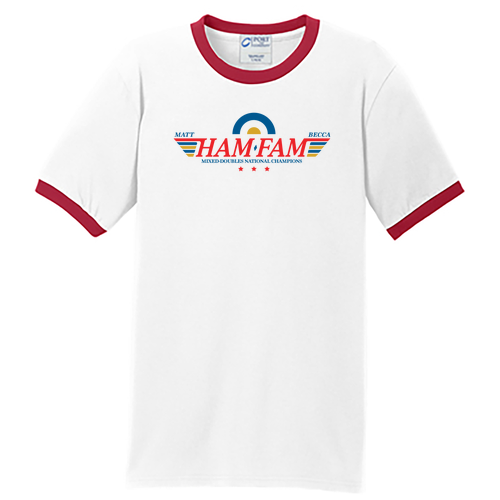 Port and Company Core Cotton Ringer Tee -- White/ Red