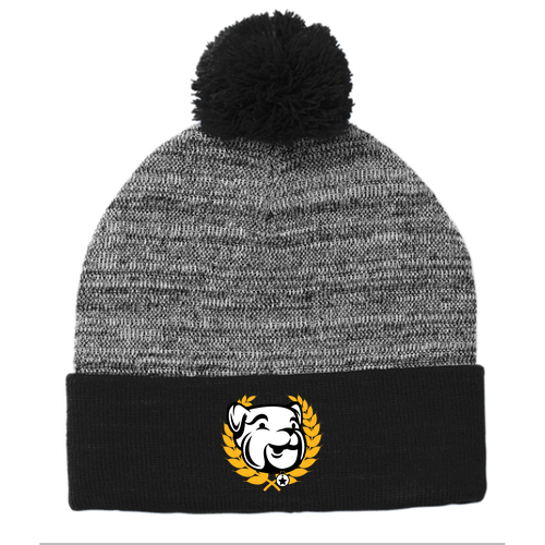 Sport-Tek Heather Pom Pom Beanie -- Black / Grey Heather