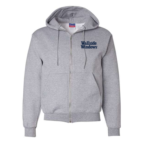 Champion Powerblend Full-Zip Hooded Sweatshirt -- Light Steel
