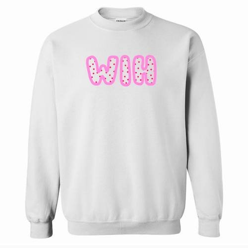 Pink WIH Gildan Heavy Blend Crew Neck Sweatshirt -- White